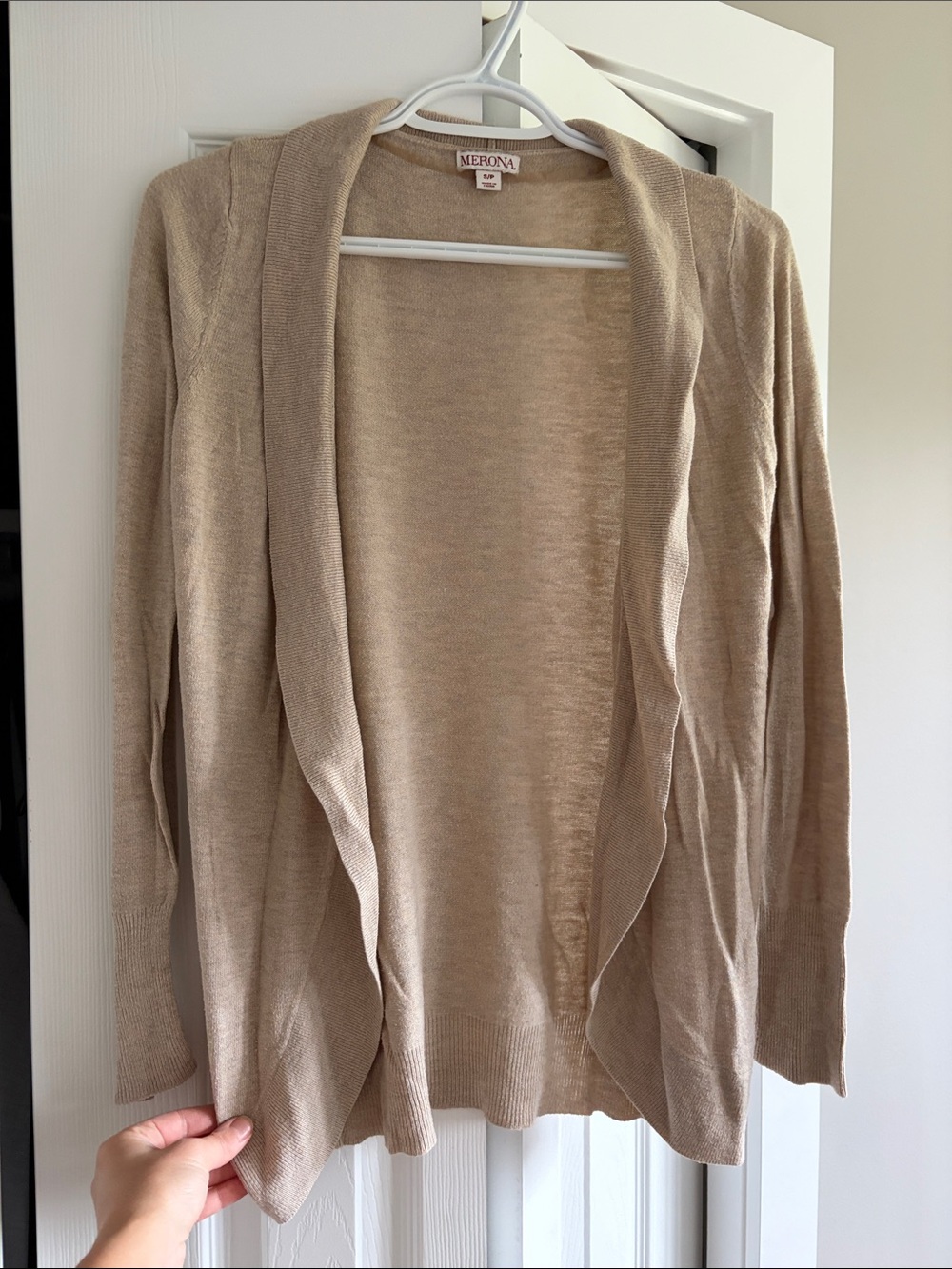 Merona Beige Open-Front Lightweight Cardigan